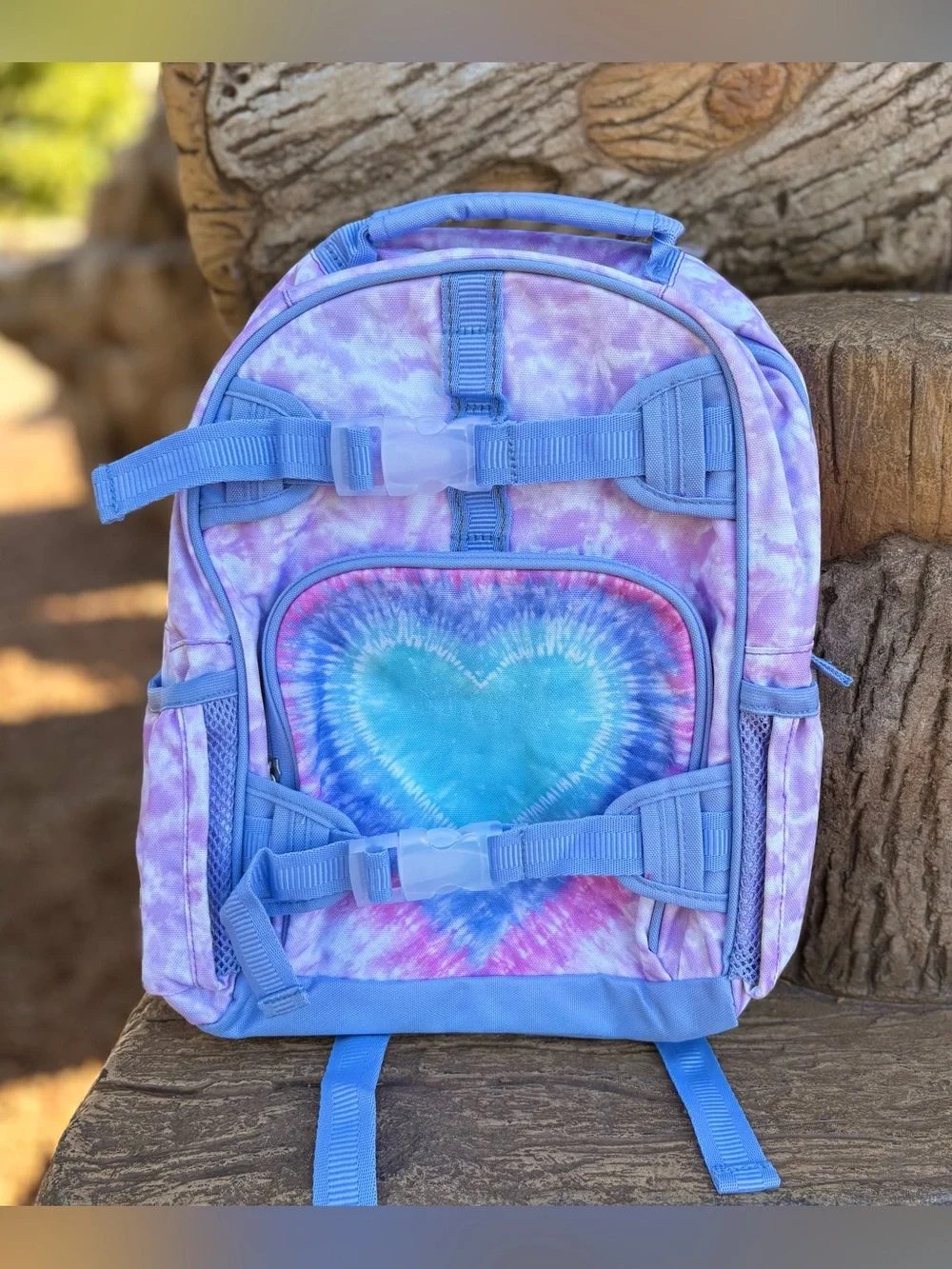 New Pottery Barn Lavender Heart Tie-Dye Mackenzie Backpack Size Small